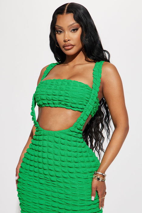 Cali Bubble 2 Piece Midi Dress Kelly Green
