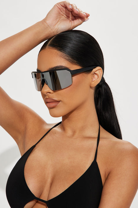Motor Sport Sunglasses - Black/Silver, Fashion Nova, Sunglasses