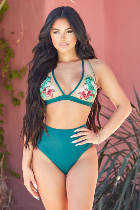 Aruba Summer Embroidery 2 Piece Bikini Green Fashion Nova