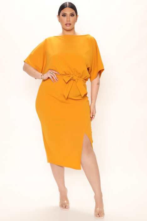 Fashion nova cheap mustard dress