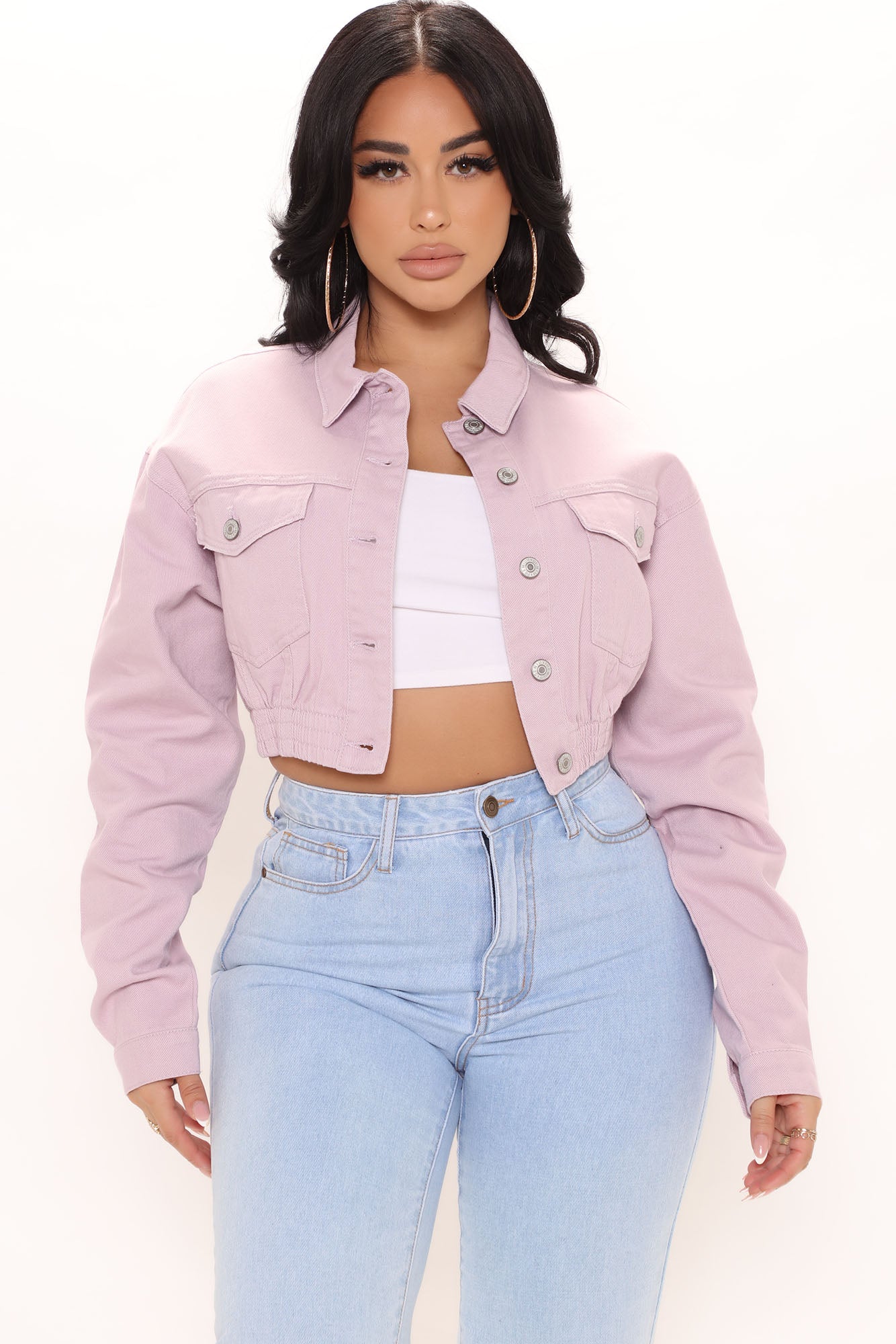 Cropped lilac denim jacket outlet