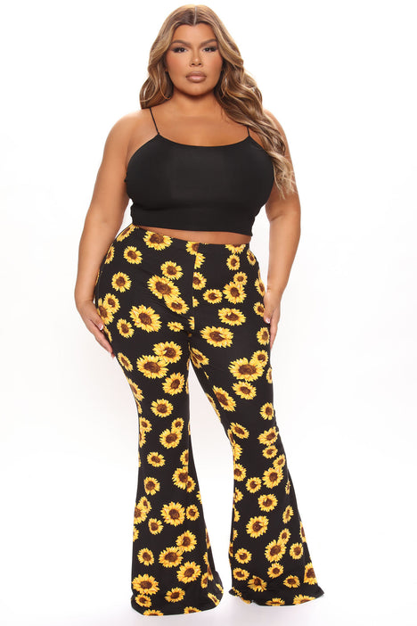 Brighter Days Sunflower Flare Pant Black combo
