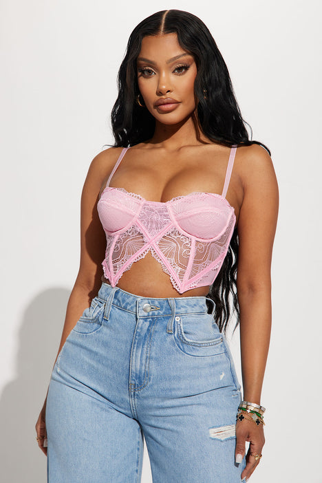 Pink lace bustier top outlet