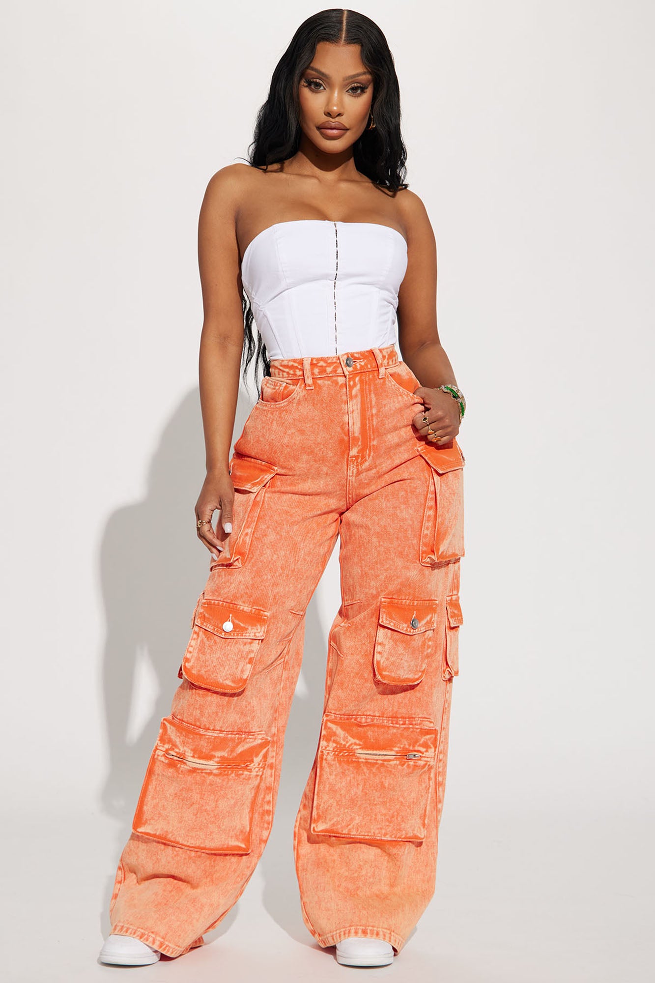 Orange cargo discount pants fashion nova