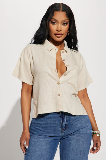 Image of Just Another Day Linen Shirt - Khaki