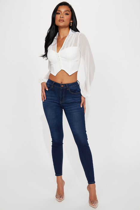 All For You Mid Rise Skinny Jean Dark Wash