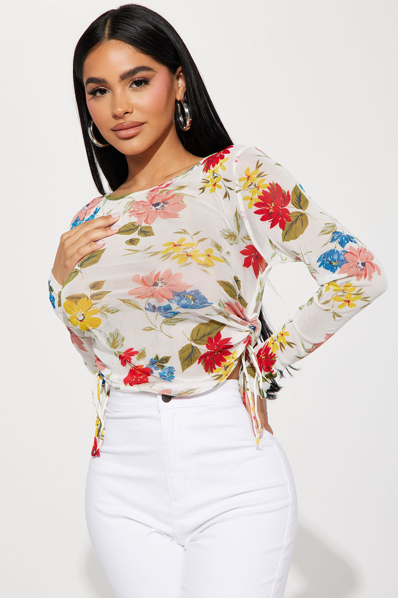 Megan Mesh Top - Off White | Fashion Nova, Knit Tops | Fashion Nova