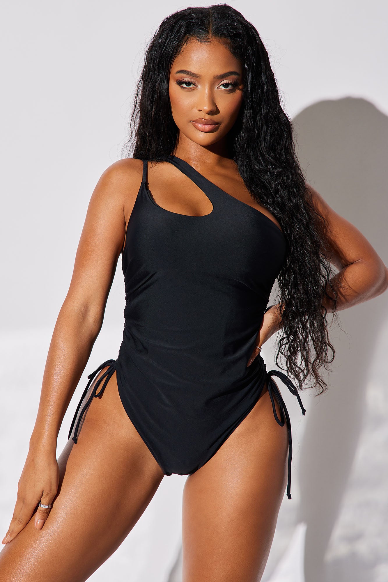 Black ruched 2025 bathing suit