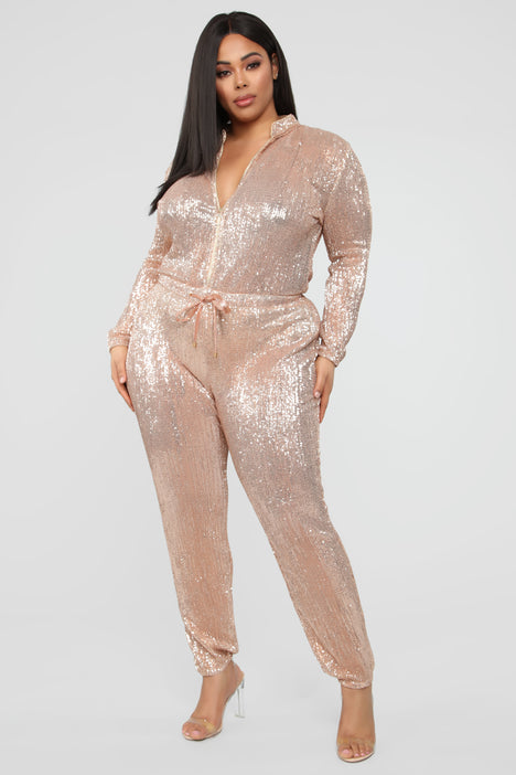 Rose gold sale jumpsuit fashion nova