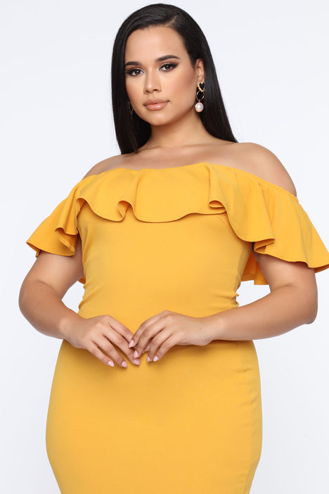 Moments Like This Ruffle Dress Mustard Fashion Nova Dresses