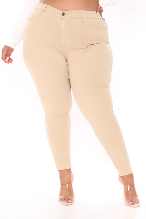 Plus size khaki skinny deals pants