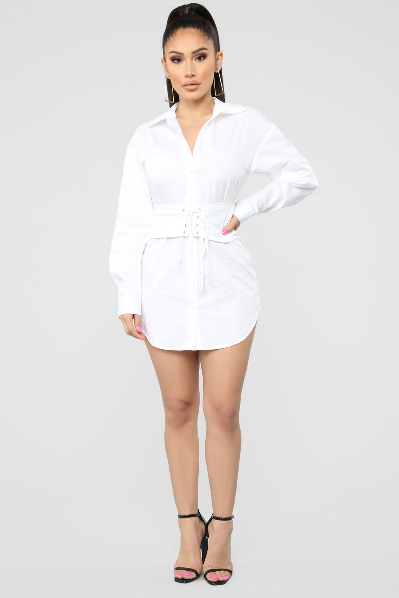 Well Suited Shirt Dress - White | Fashion Nova, Dresses | Fashion Nova