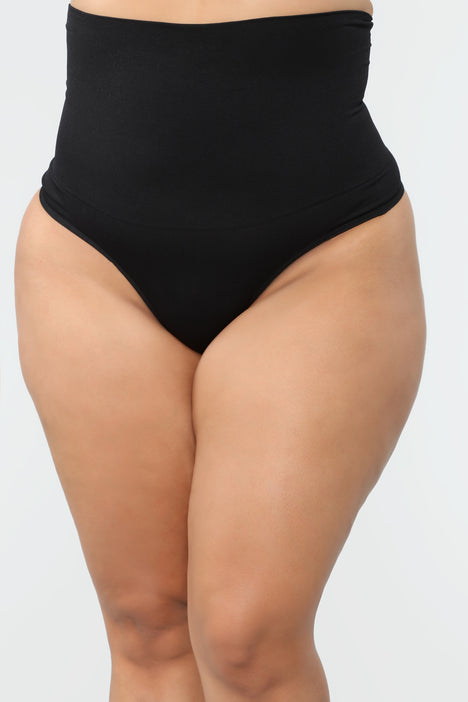 High Waist Shapewear Thong - Black