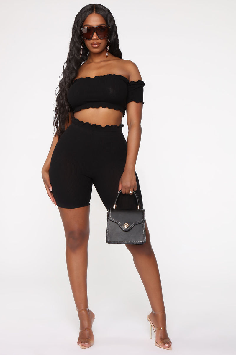 Totally Ribbed Biker Short Set - Black | Fashion Nova, Matching Sets ...