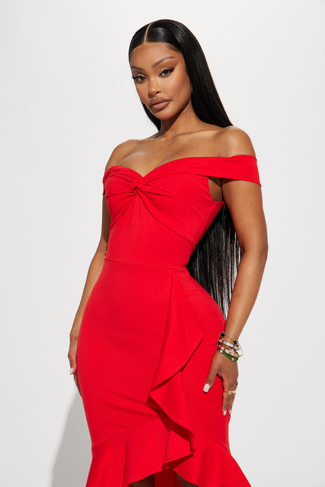 Red sea clearance midi dress