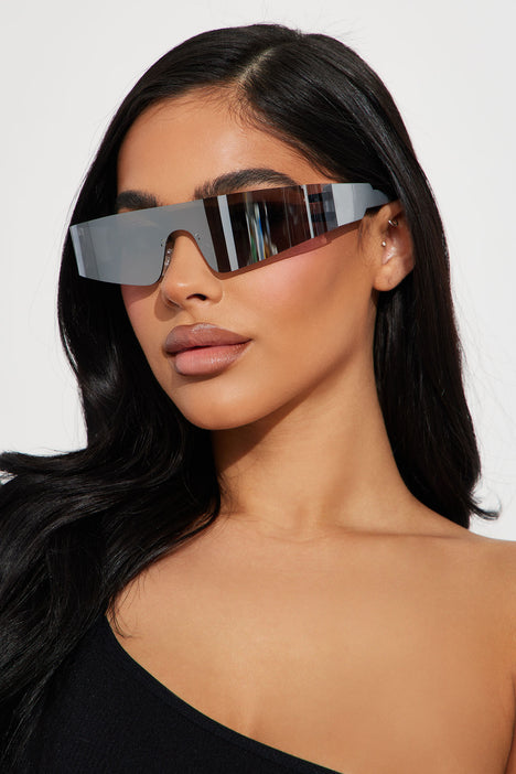 Silver flat top new arrivals statement sunglasses