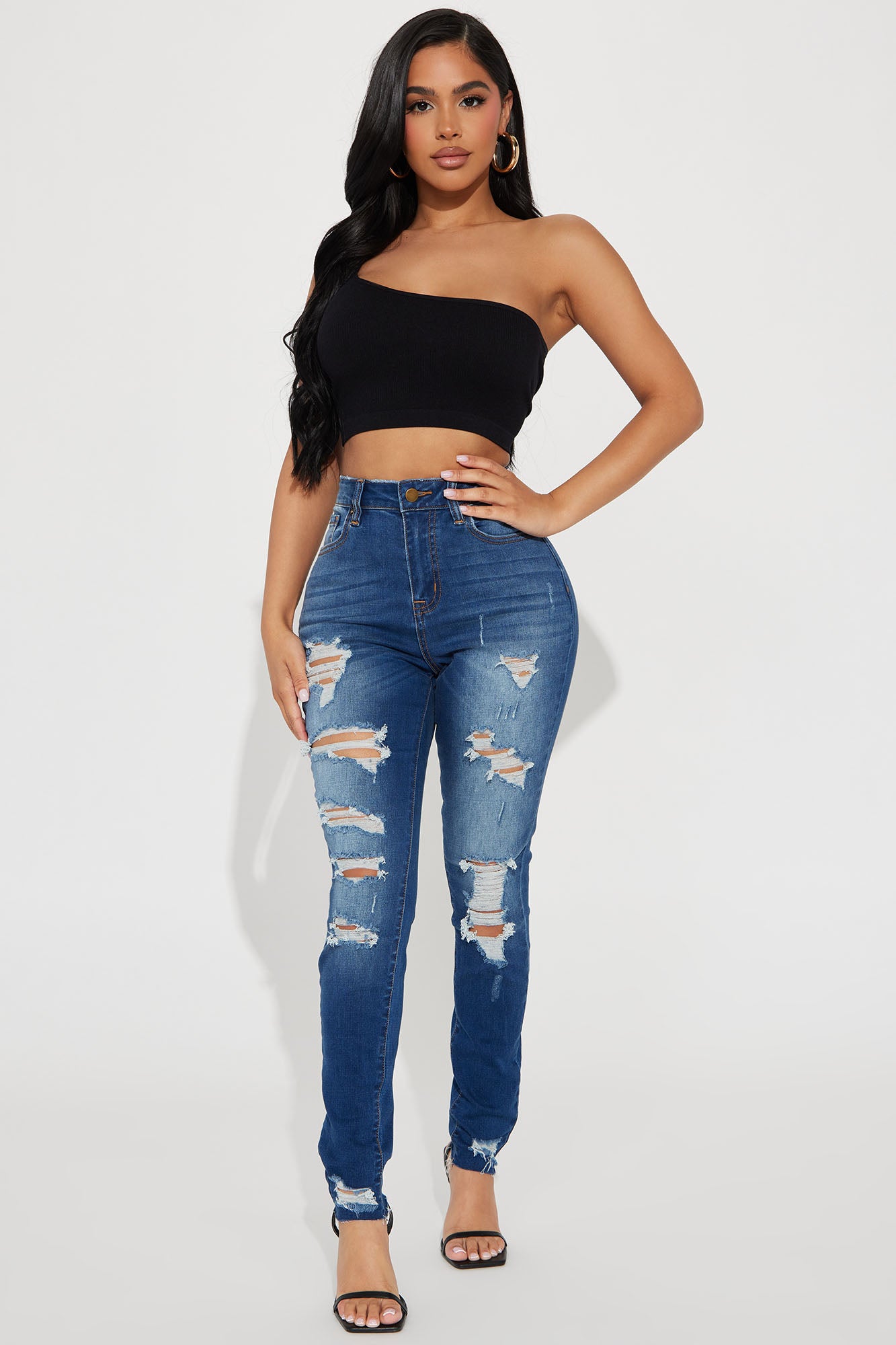 Fashion Nova 20 Plus High Rise Skinny Dark Wash Stretch Denim Jeans