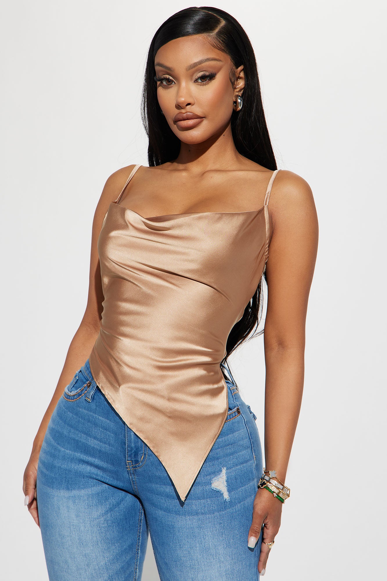 Satin top hot sale champagne