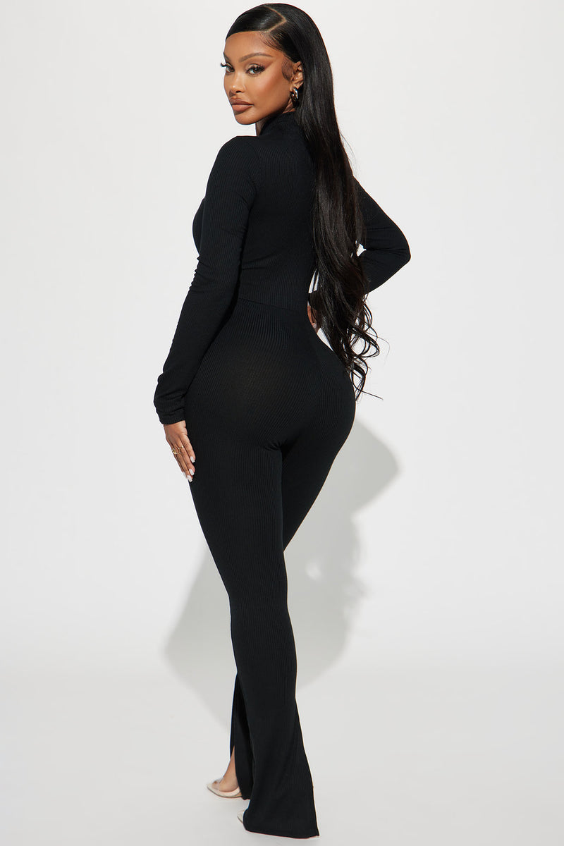 Harlow Heavy Ribbed Jumpsuit Black Fashion Nova, Jumpsuits