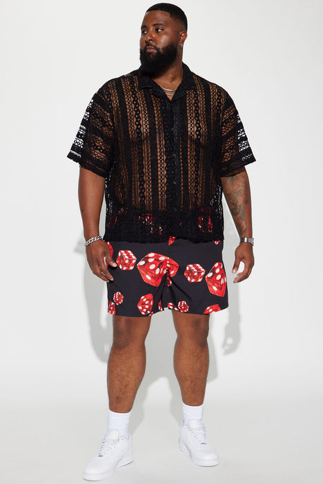 Rolling Dice Swim Trunk Black Red