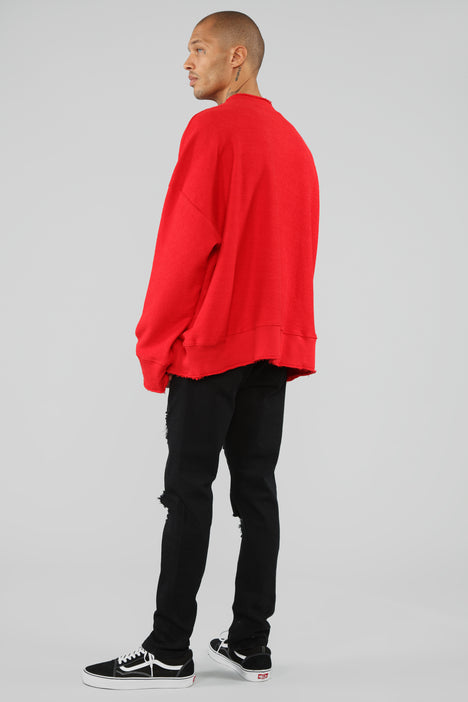 Rocky Oversized Pullover Sweater Red