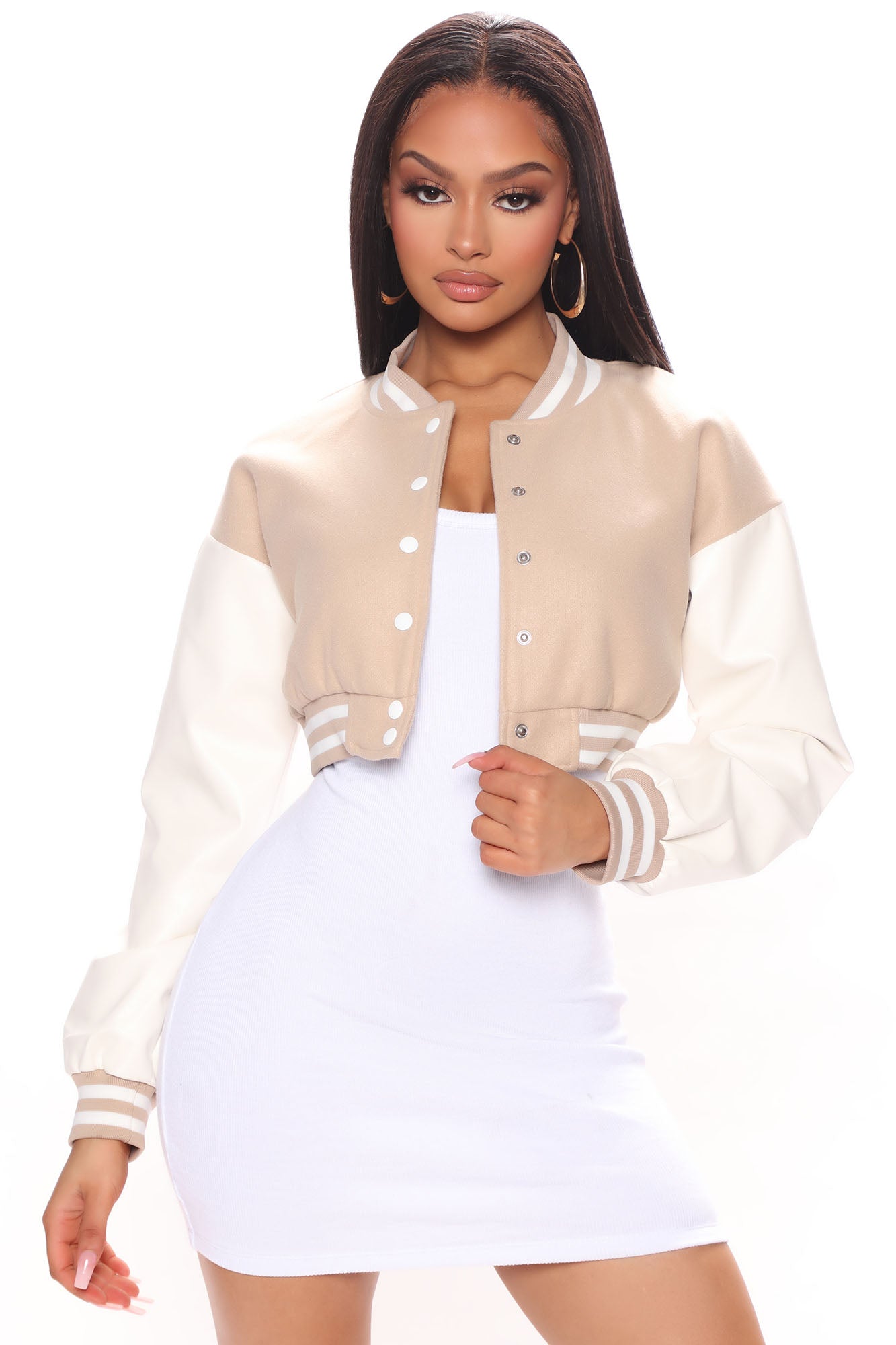 Khaki outlet varsity jacket