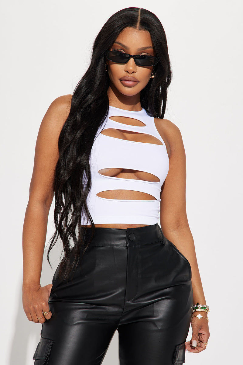 Tory Cut Out Seamless Top White Fashion Nova, Knit Tops Fashion Nova