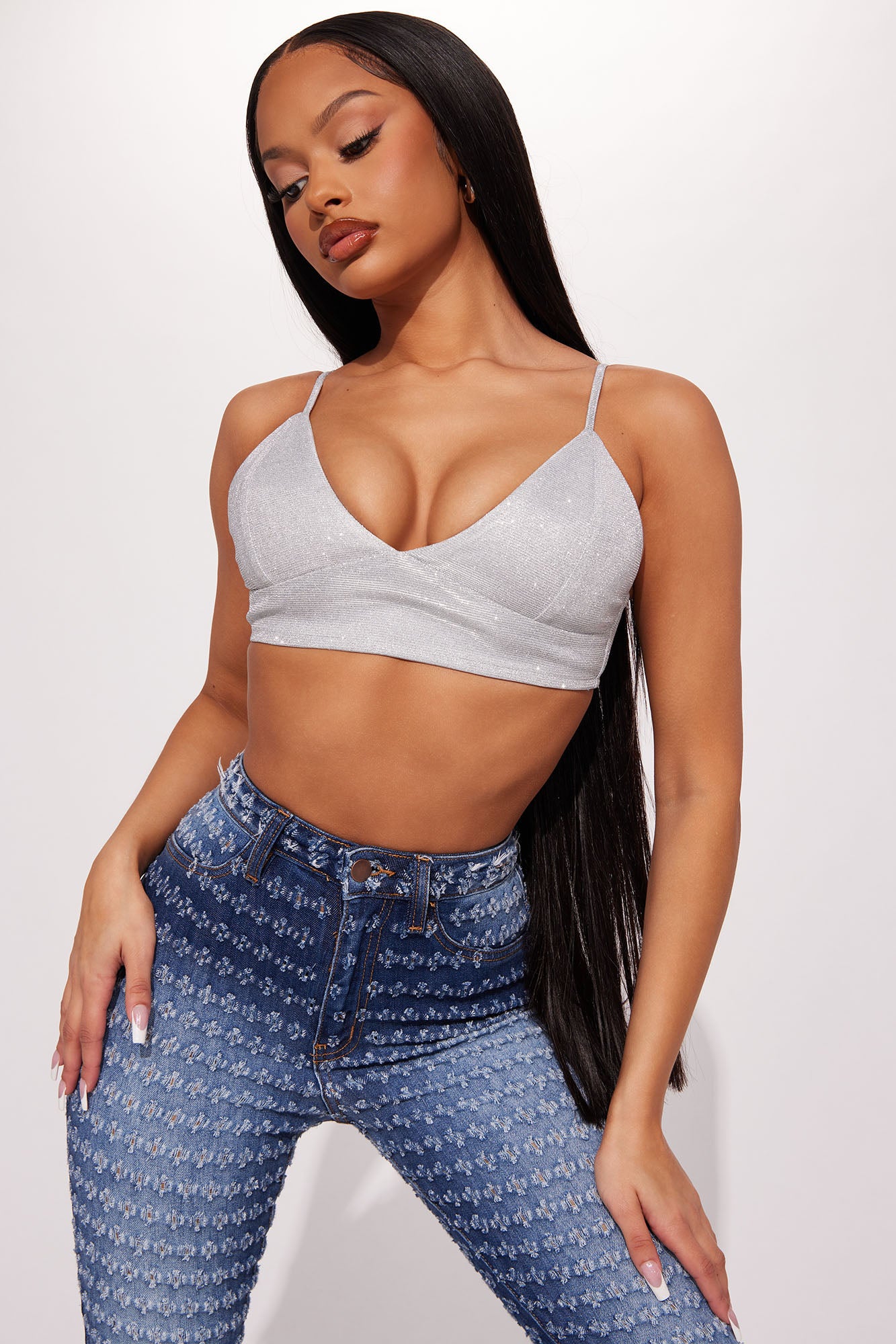 Silver bralette top shop