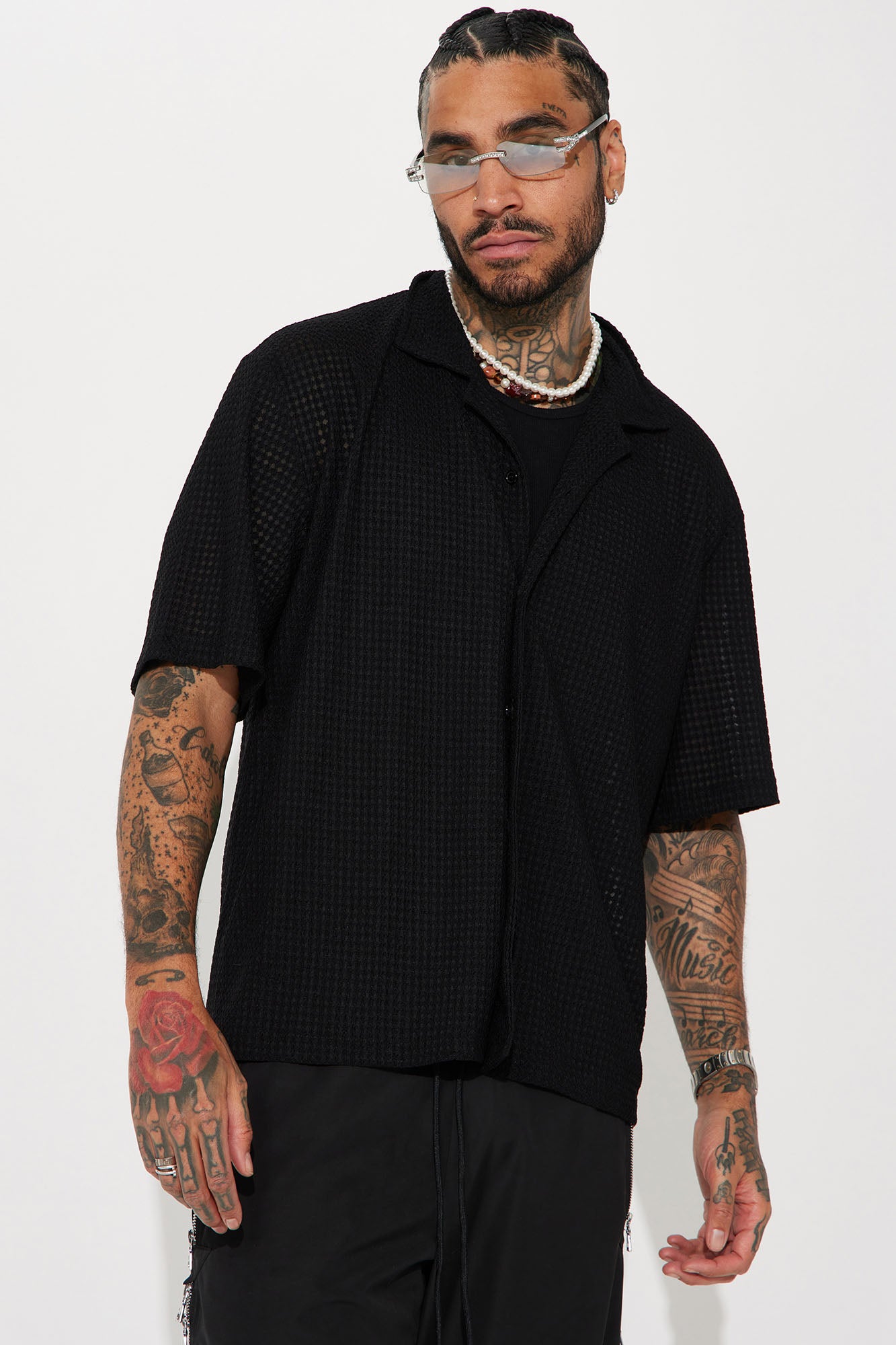 Unwritten Knit Short Sleeve Cuban Shirt Black