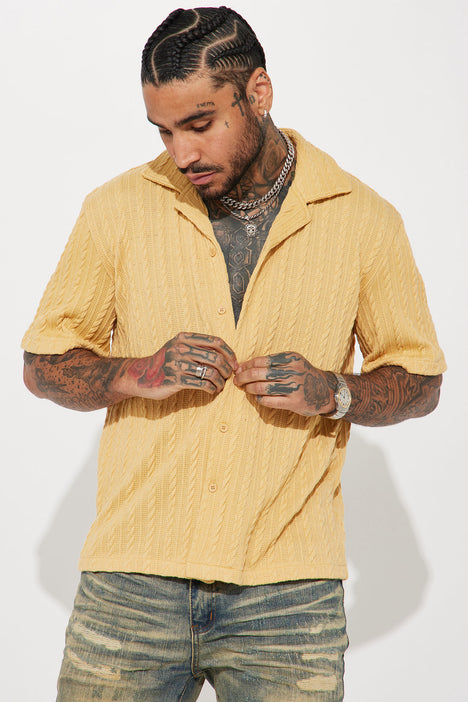 Yellow cuban collar hotsell shirt