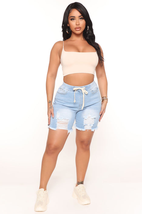 Got It Like That Denim Shorts Light Blue Wash