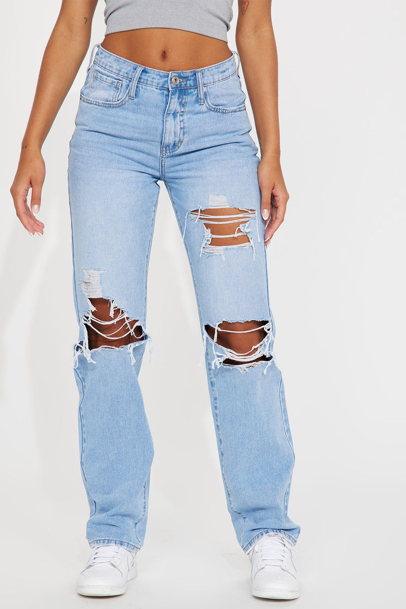 Just For You Ripped Non Stretch Straight Leg Jean - Light Wash ...