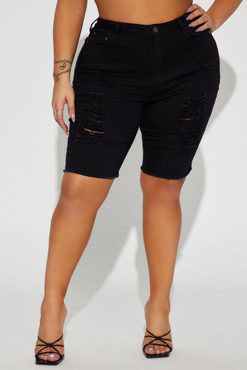 Plus size ripped black on sale shorts