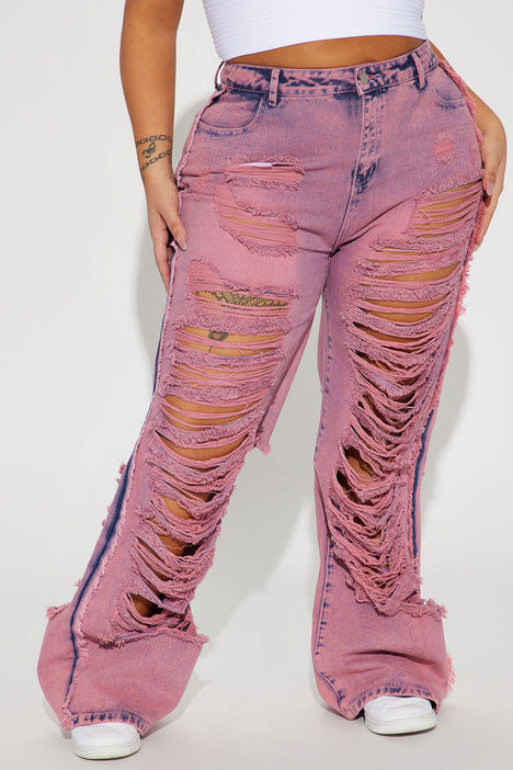 Pink jeans sales ripped