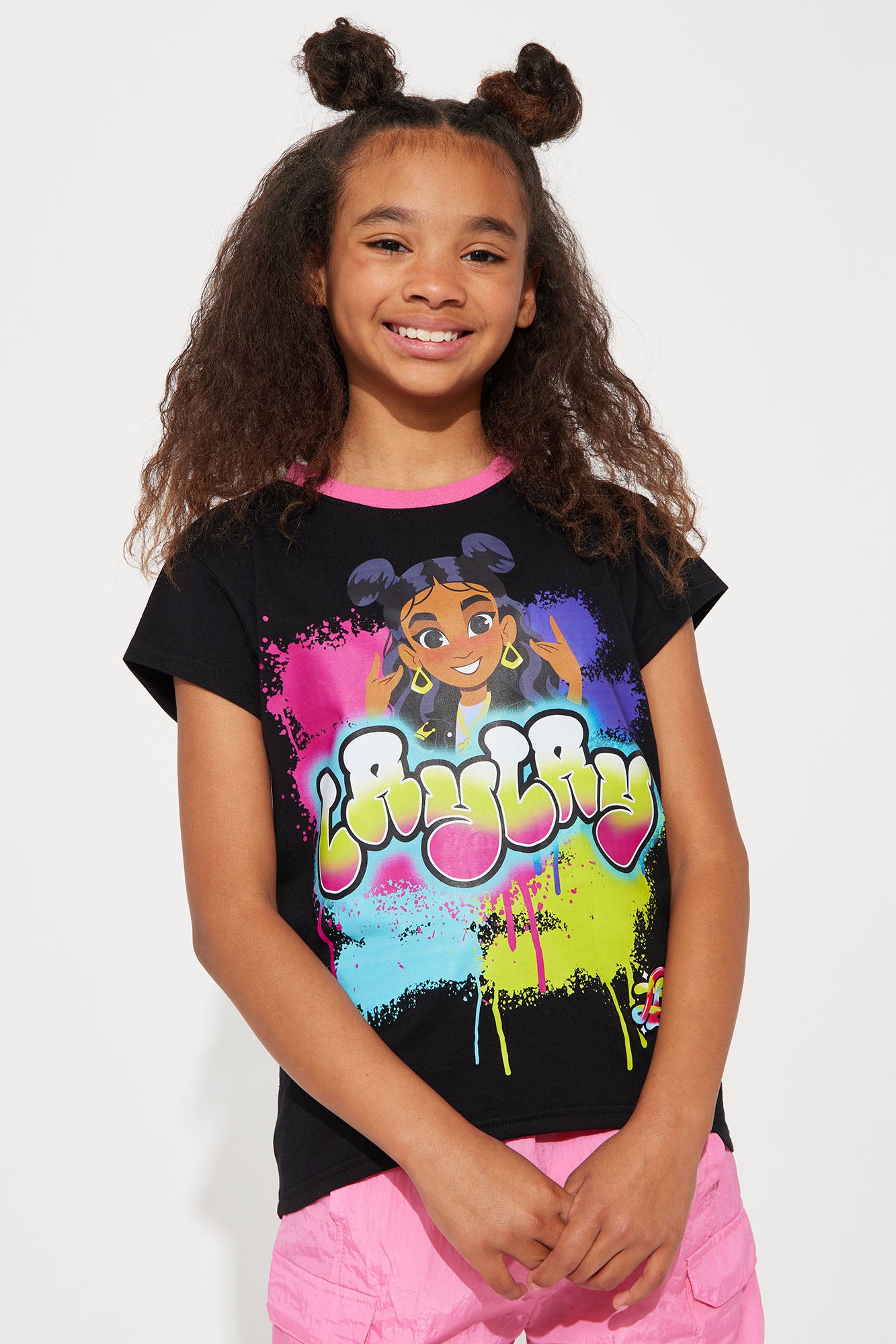 Mini Lay Lay Spray It Short Sleeve Tee Black combo Fashion
