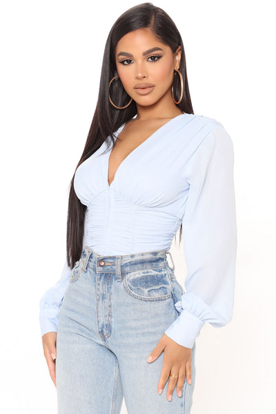 Light blue chiffon blouse new arrivals