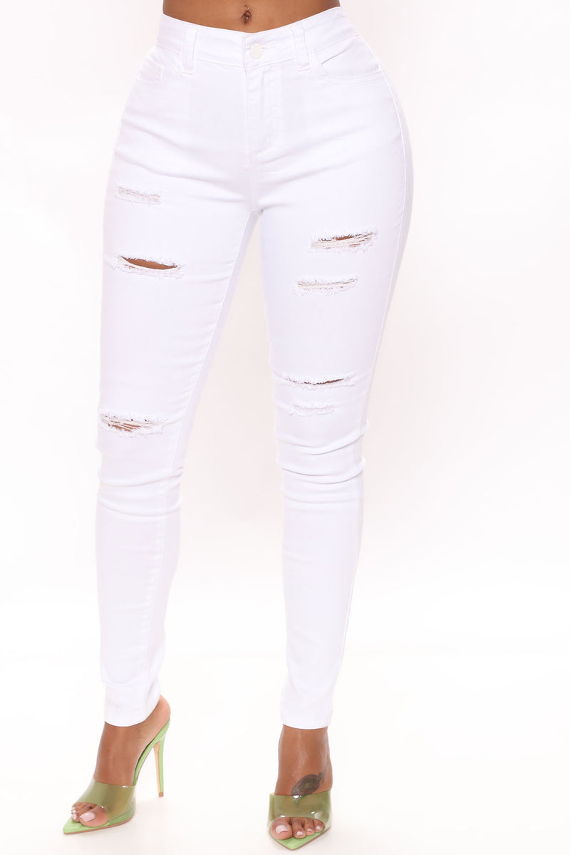 Reality Check Ripped Skinny Jeans - White | Fashion Nova, Jeans ...
