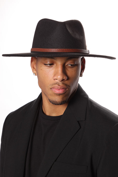 Feather Wide Brim Hat - Black, Fashion Nova, Mens Accessories
