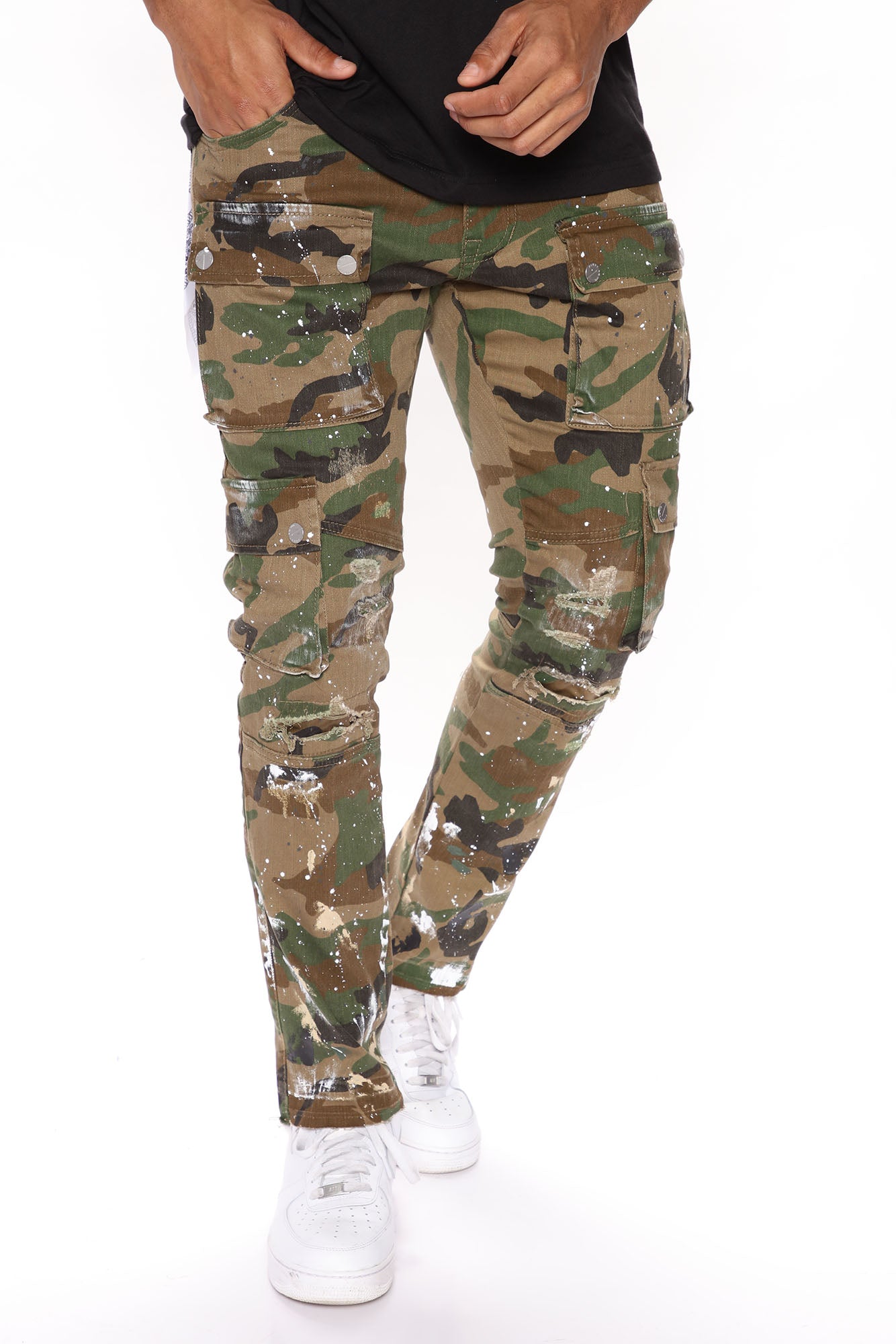 Buy Camo Print Slim Fit FlatFront Joggers Online at Best Prices in India   JioMart