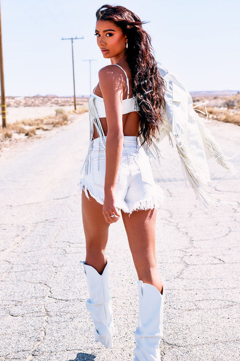 Cut up discount white shorts
