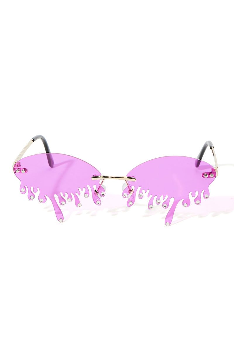 Drippin' Rhinestones Sunglasses - Pink | Fashion Nova, Sunglasses ...