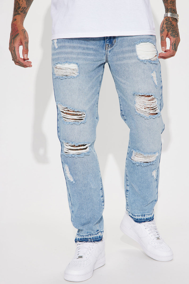 The Individual Ripped Straight Jeans - Medium Blue Wash | Fashion Nova ...