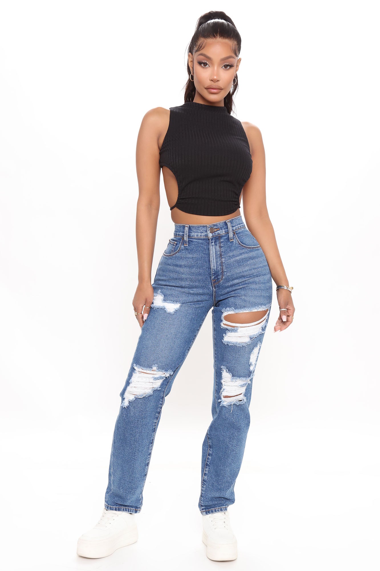 Because I Said So Destroyed Mom Jeans - Medium Blue Wash | Fashion Nova,  Jeans | Fashion Nova