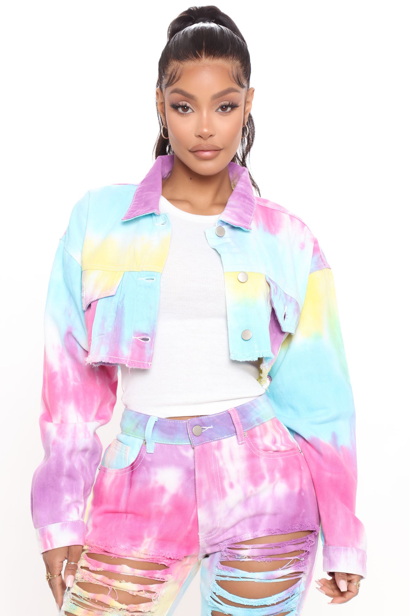 Tie dye jean outlet jacket