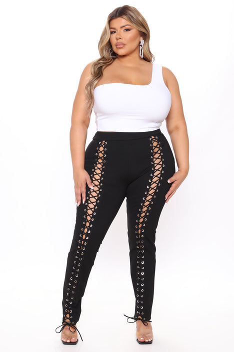Plus size lace up 2024 jeans