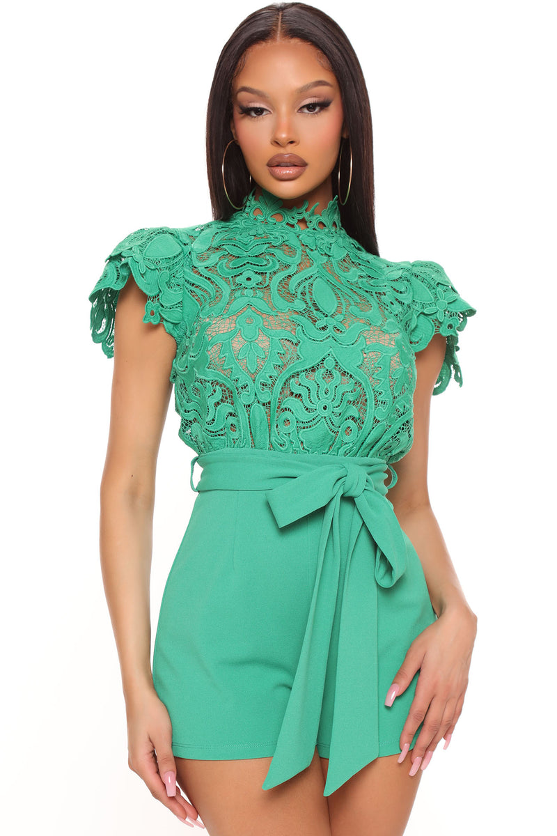Luxurious In Lace Romper - Kelly Green | Fashion Nova, Rompers ...
