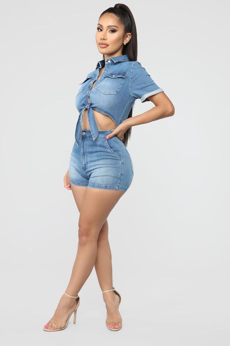 Jean romper discount fashion nova