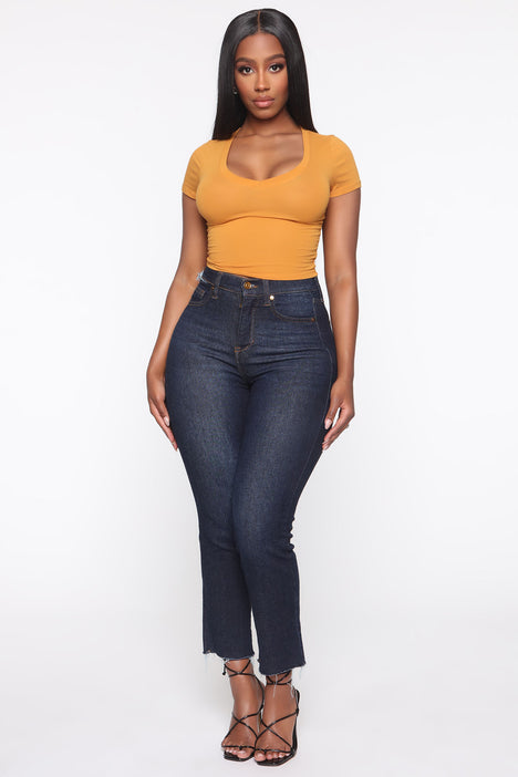 v neck mustard top