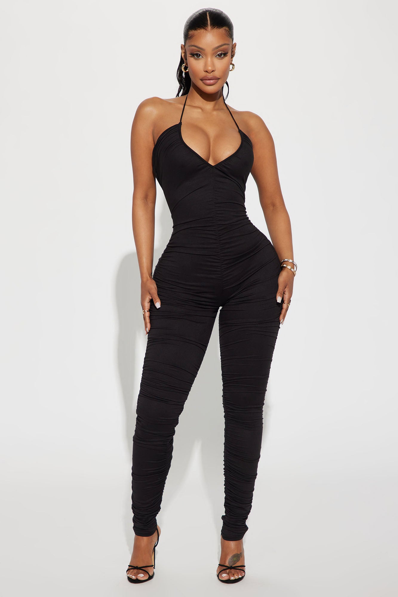Fashion nova black overalls outlet