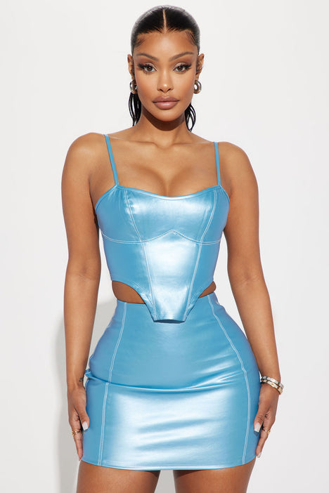 Teal green hotsell leather skirt